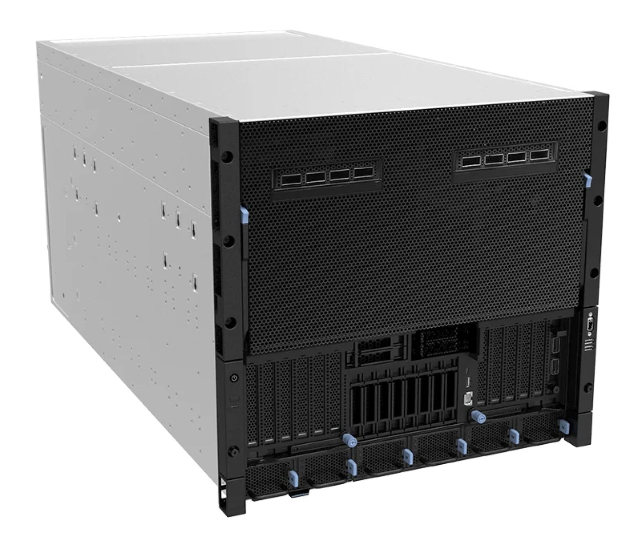 An NVIDIA HGX B300 system, front three-quarter view